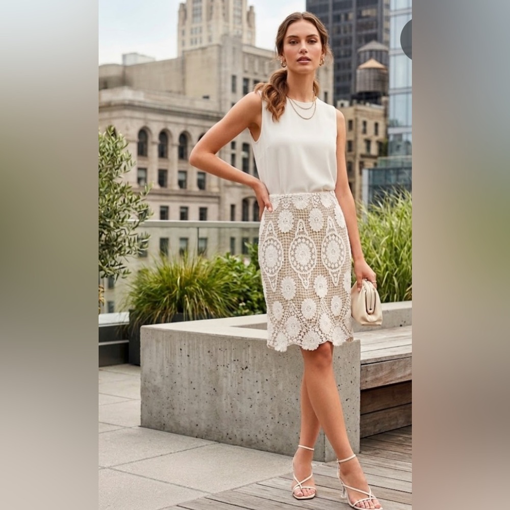 Tristan White Crochet Mini Skirt